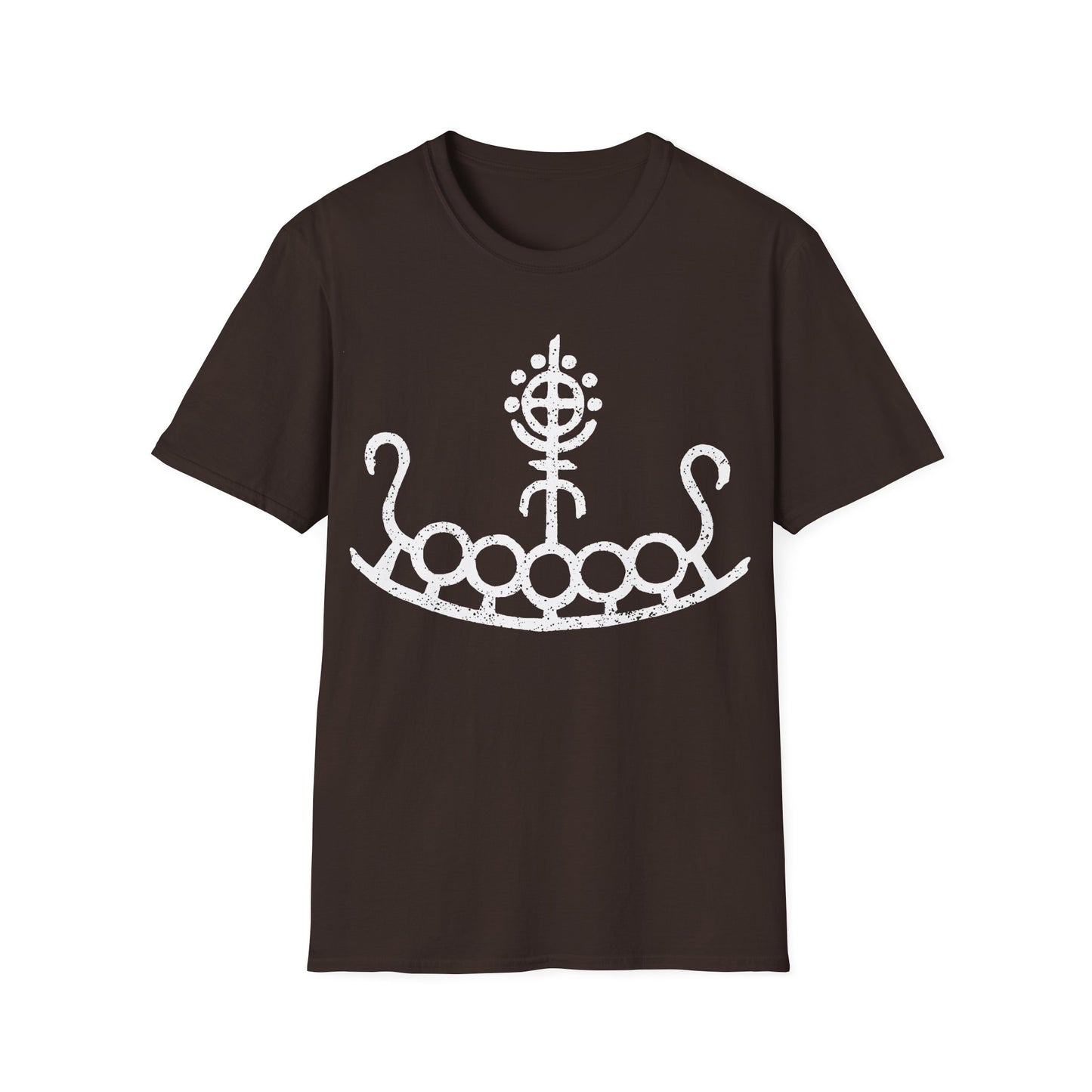Petroglyph Longship | Norse Pagan | Viking | Unisex Softstyle T-Shirt | White Design