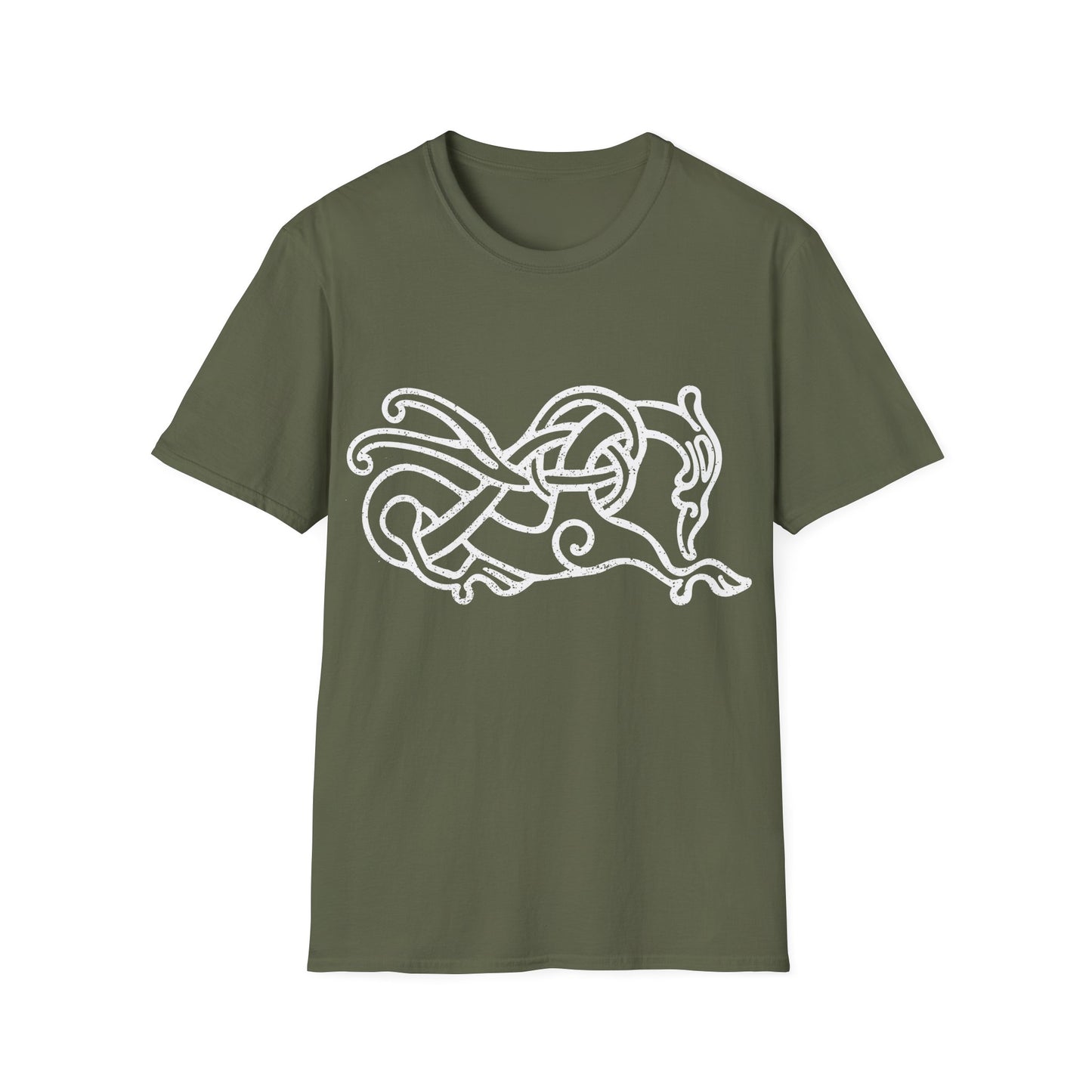 Knotwork Beast | Lingsberg Runestone | Norse Pagan | Viking | Unisex Softstyle T-Shirt | White Design