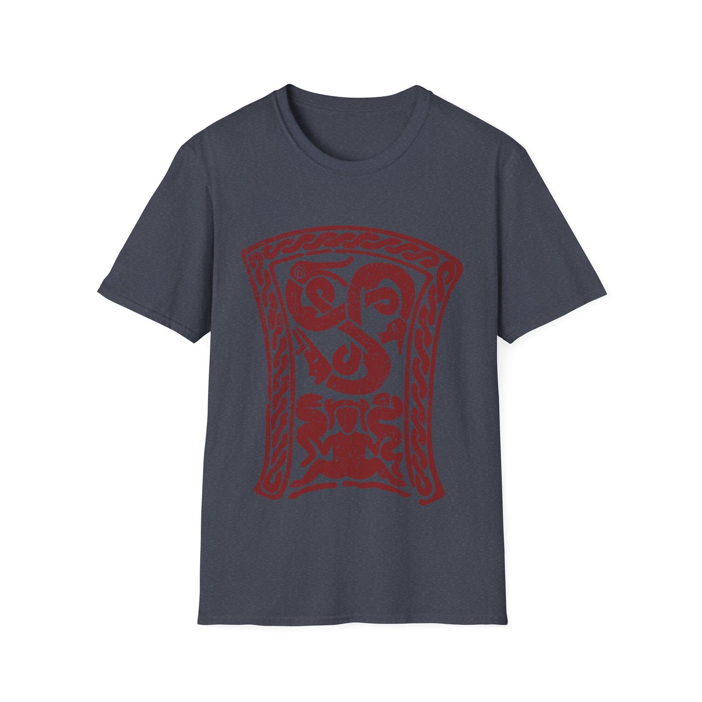 Snake-Witch Stone | Norse Pagan | Viking | Unisex Softstyle T-Shirt | Red Design