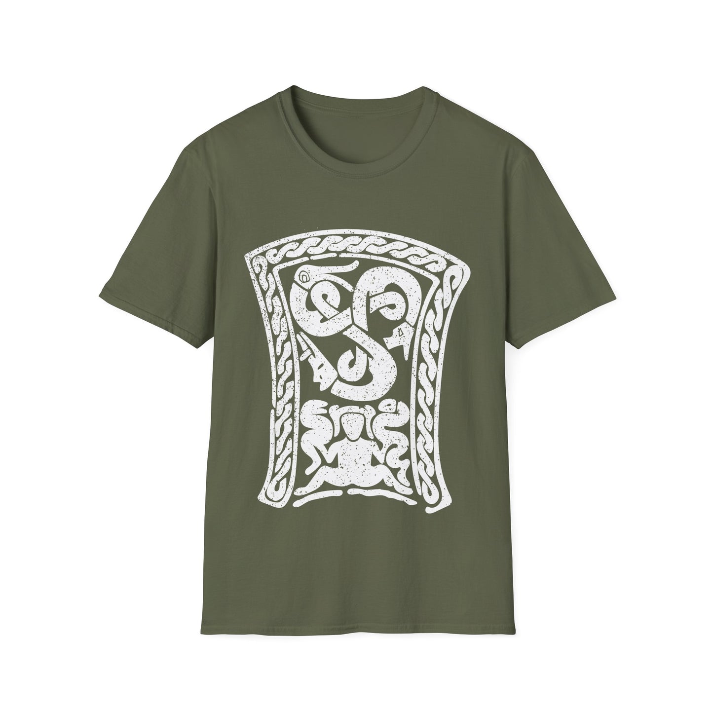Snake-Witch Stone | Norse Pagan | Viking | Unisex Softstyle T-Shirt | White Design