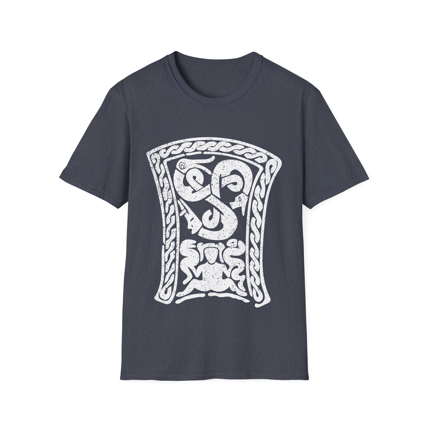 Snake-Witch Stone | Norse Pagan | Viking | Unisex Softstyle T-Shirt | White Design