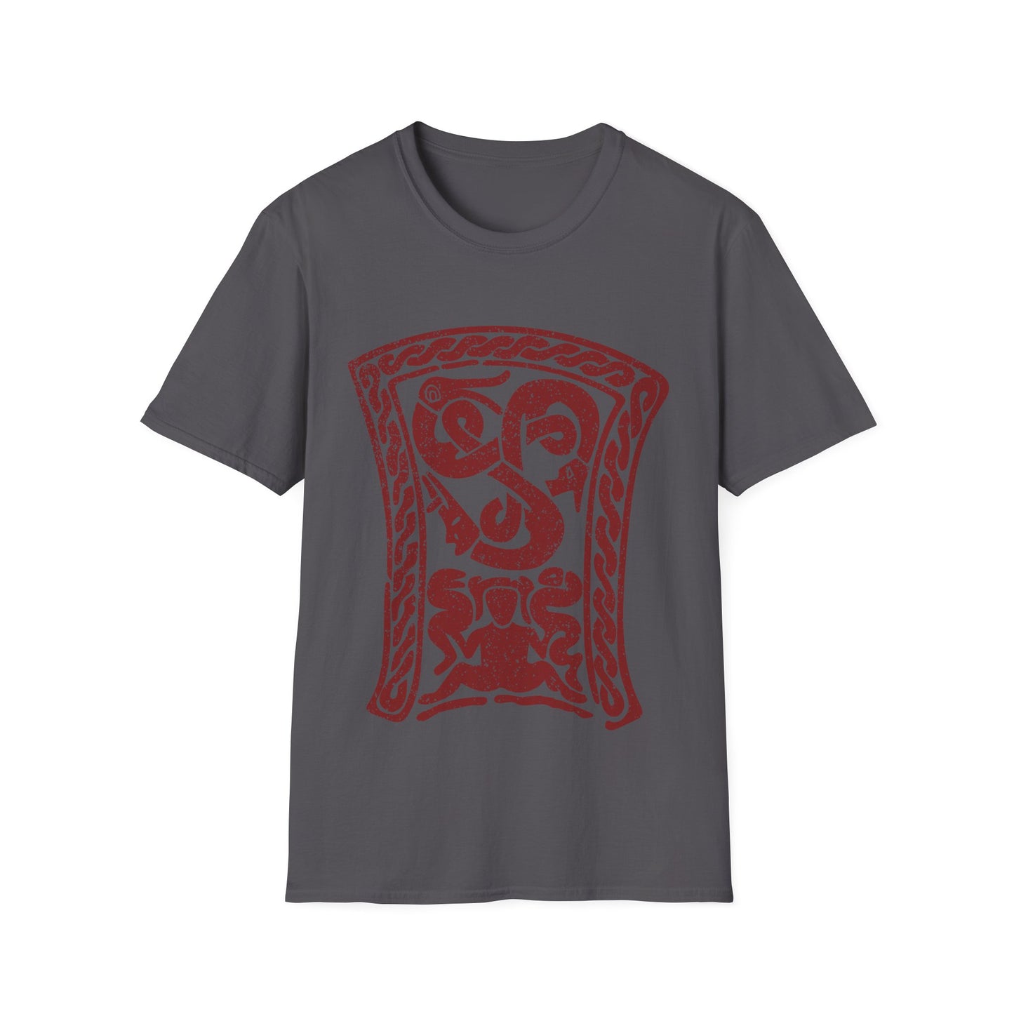 Snake-Witch Stone | Norse Pagan | Viking | Unisex Softstyle T-Shirt | Red Design