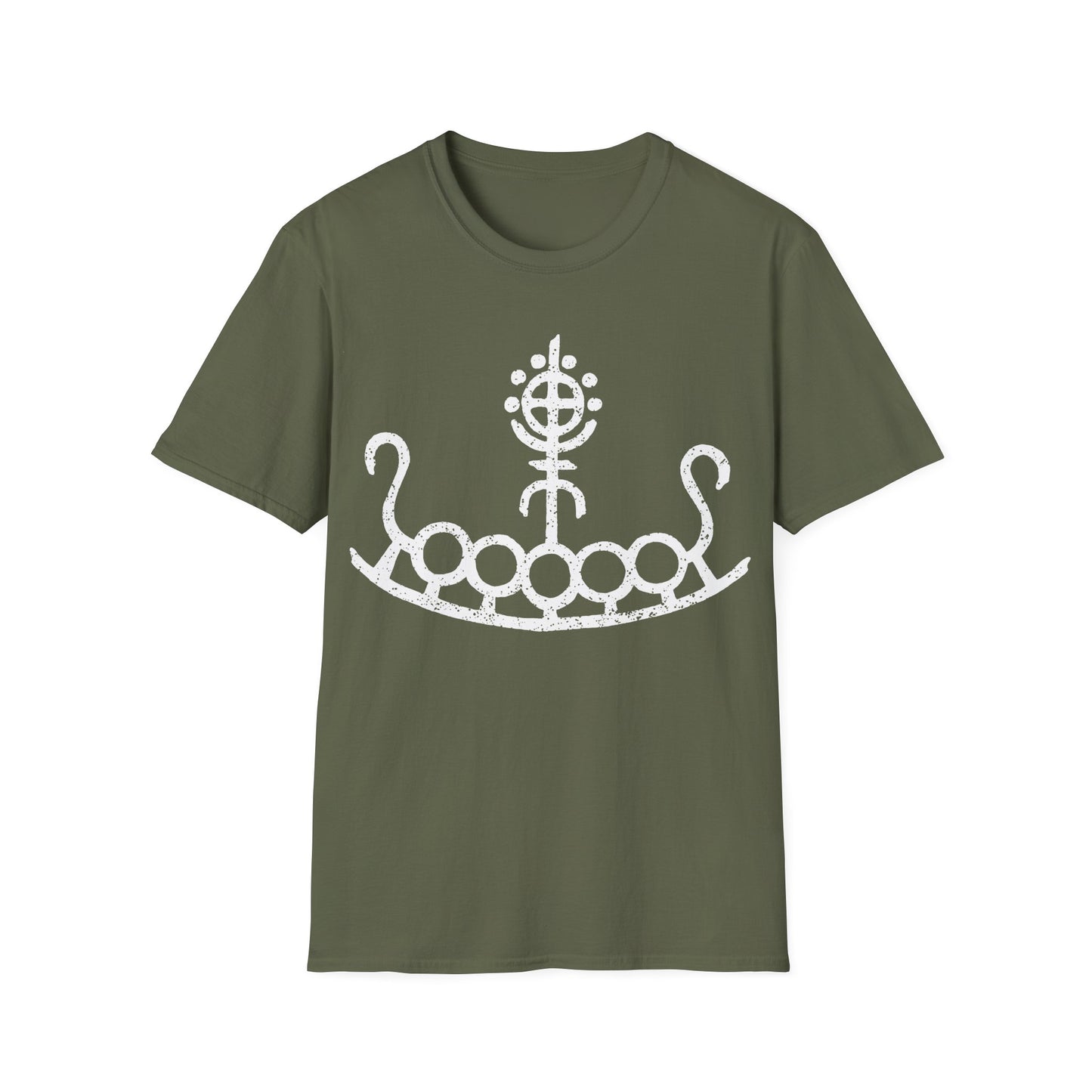 Petroglyph Longship | Norse Pagan | Viking | Unisex Softstyle T-Shirt | White Design