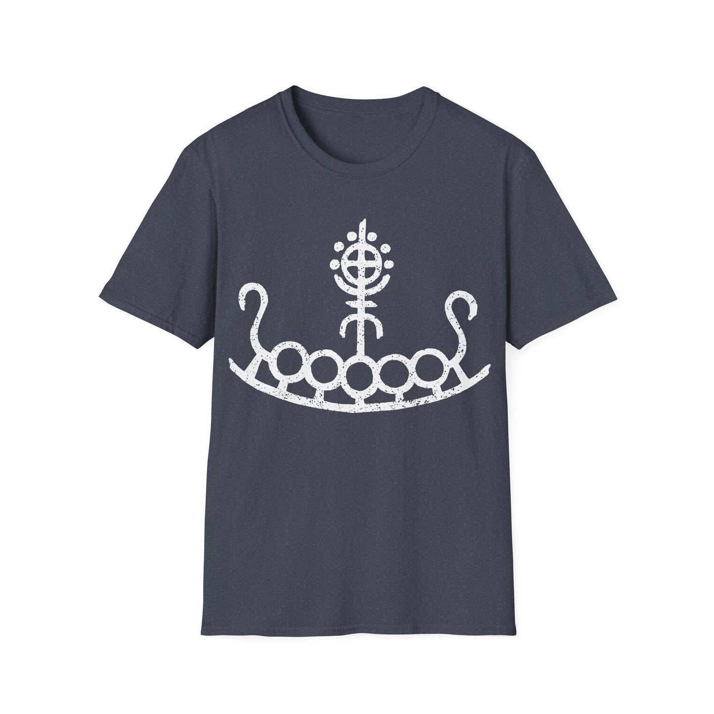 Petroglyph Longship | Norse Pagan | Viking | Unisex Softstyle T-Shirt | White Design