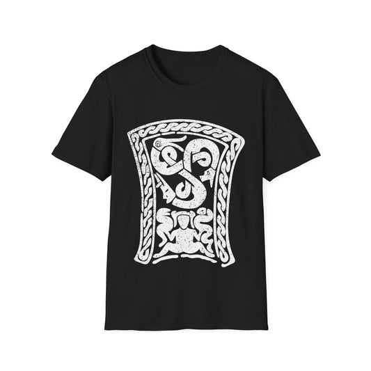 Snake-Witch Stone | Norse Pagan | Viking | Unisex Softstyle T-Shirt | White Design