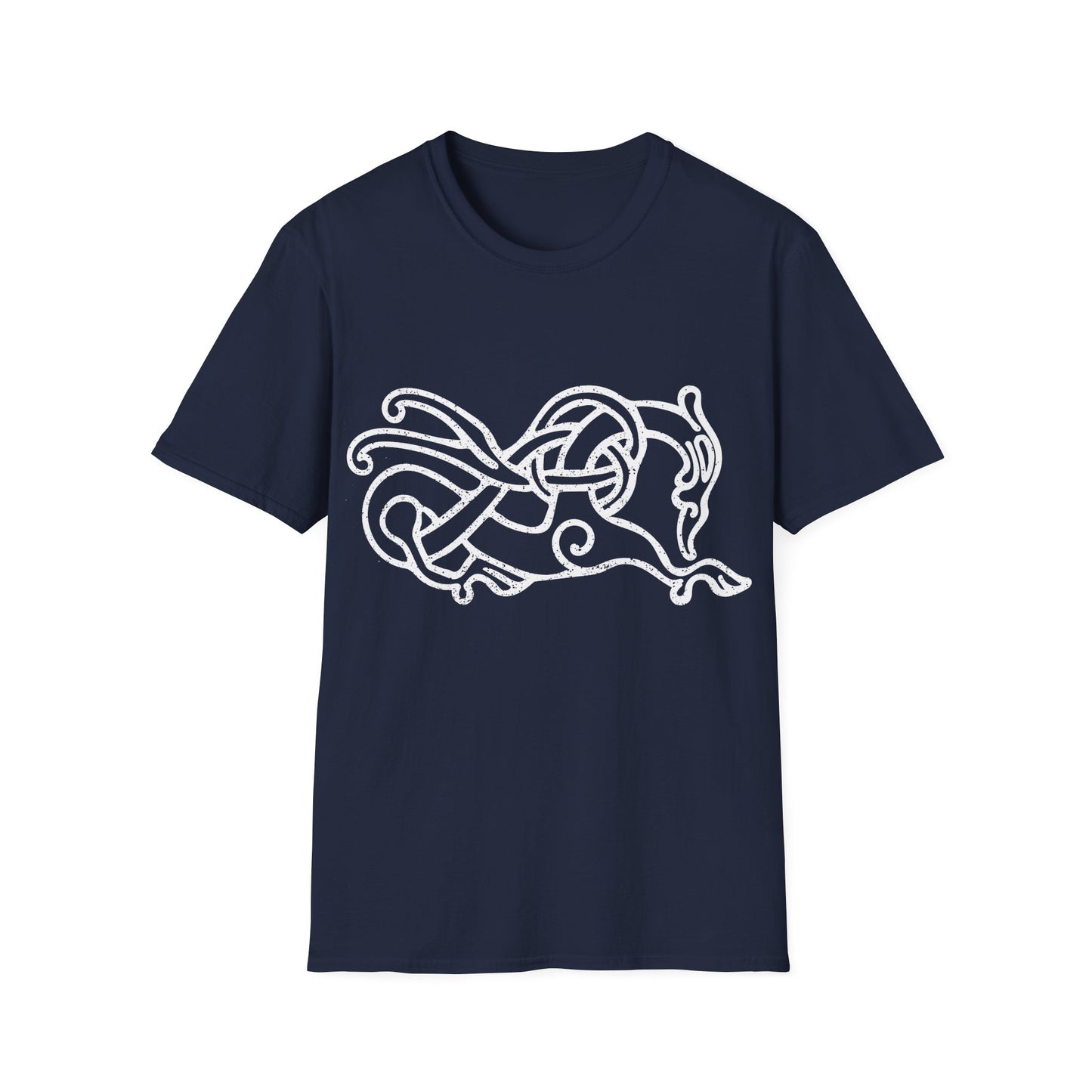Knotwork Beast | Lingsberg Runestone | Norse Pagan | Viking | Unisex Softstyle T-Shirt | White Design