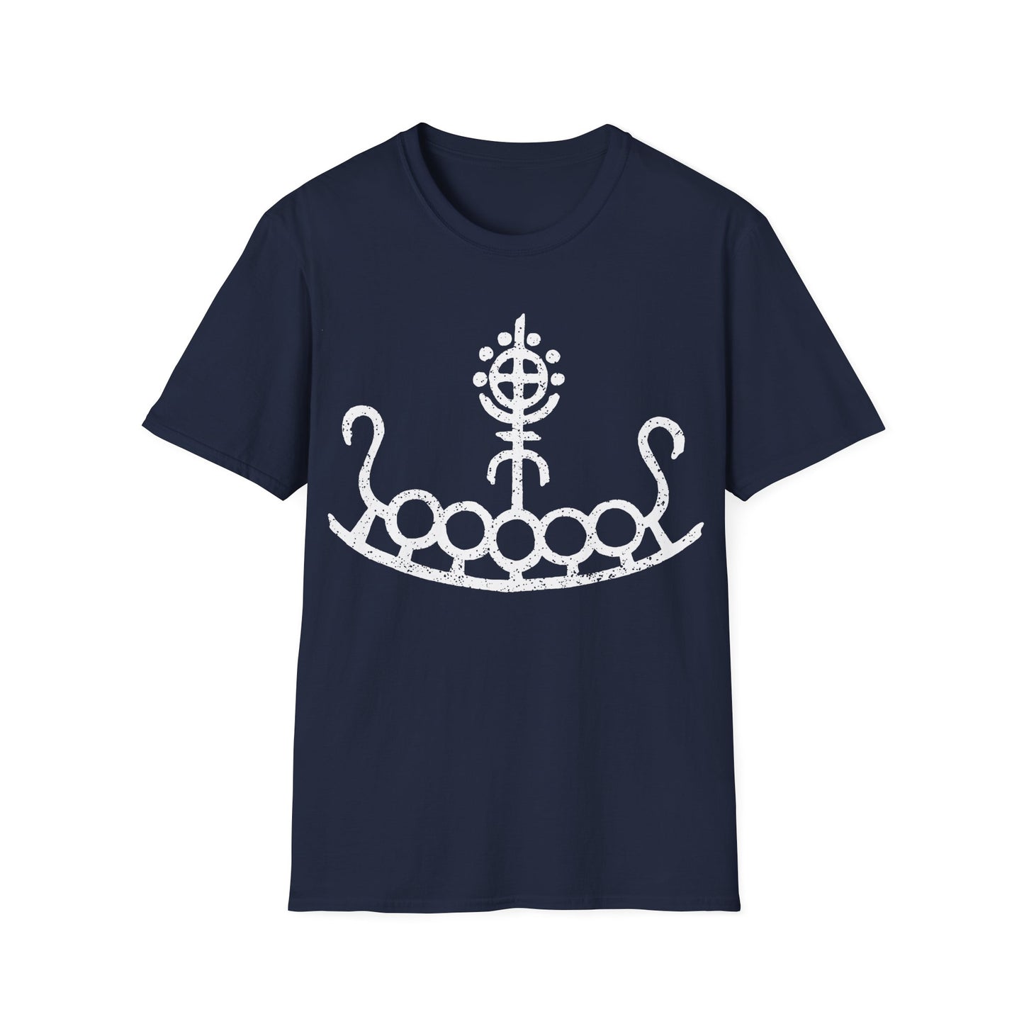Petroglyph Longship | Norse Pagan | Viking | Unisex Softstyle T-Shirt | White Design