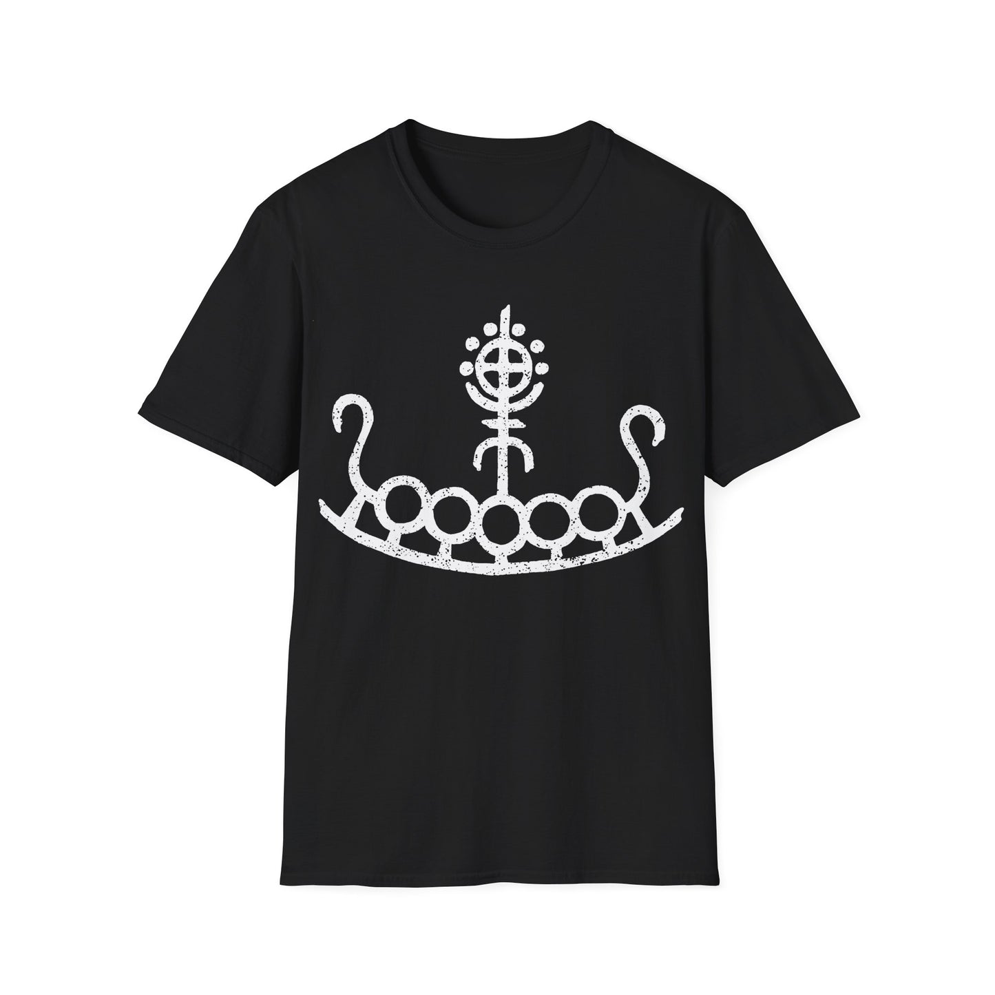 Petroglyph Longship | Norse Pagan | Viking | Unisex Softstyle T-Shirt | White Design