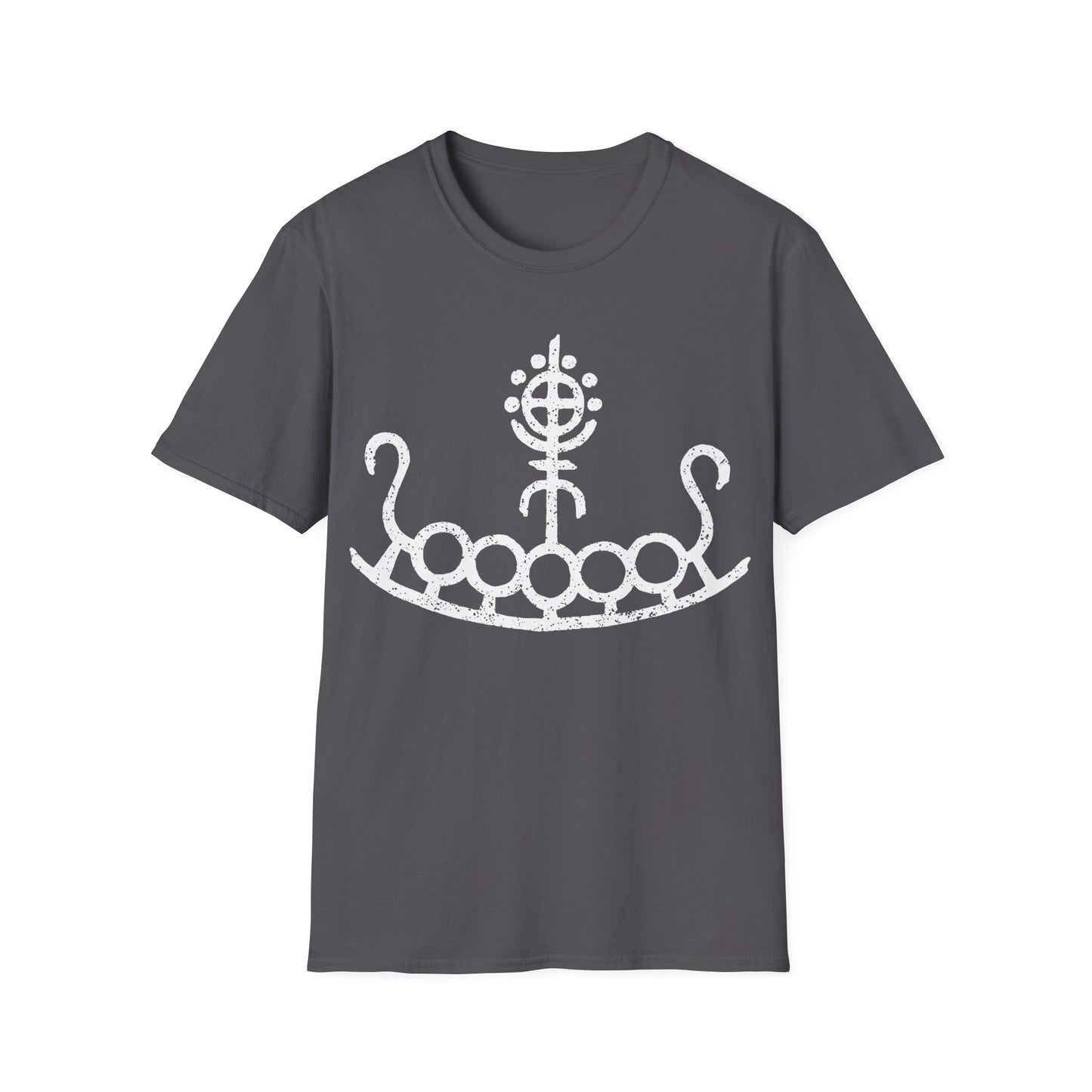 Petroglyph Longship | Norse Pagan | Viking | Unisex Softstyle T-Shirt | White Design