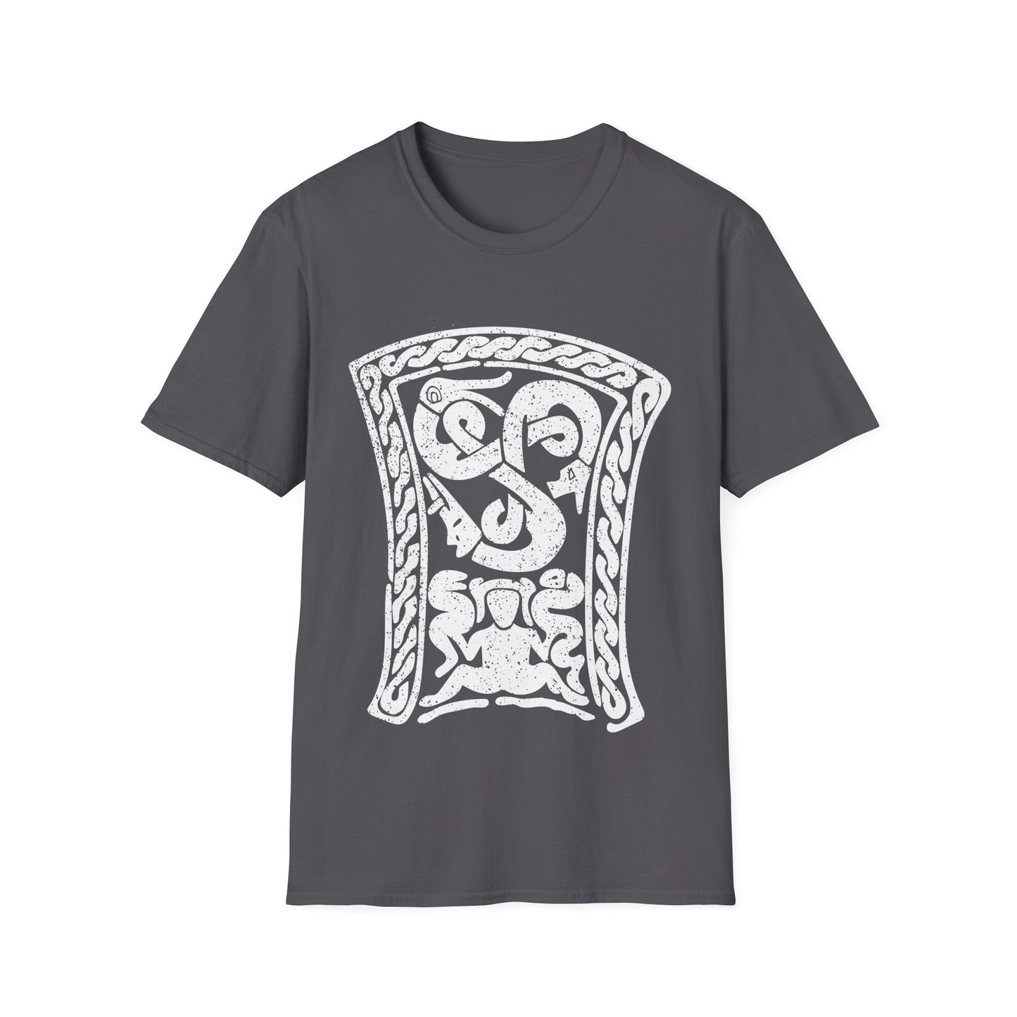 Snake-Witch Stone | Norse Pagan | Viking | Unisex Softstyle T-Shirt | White Design