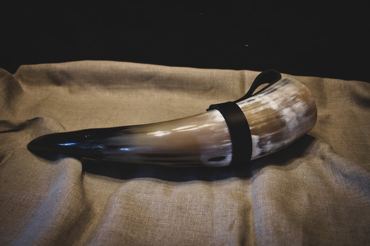 Drinking Horn w/ Leather Belt Frog