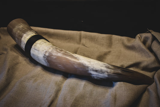 Premium Drinking Horn w/ Leather Belt Frog