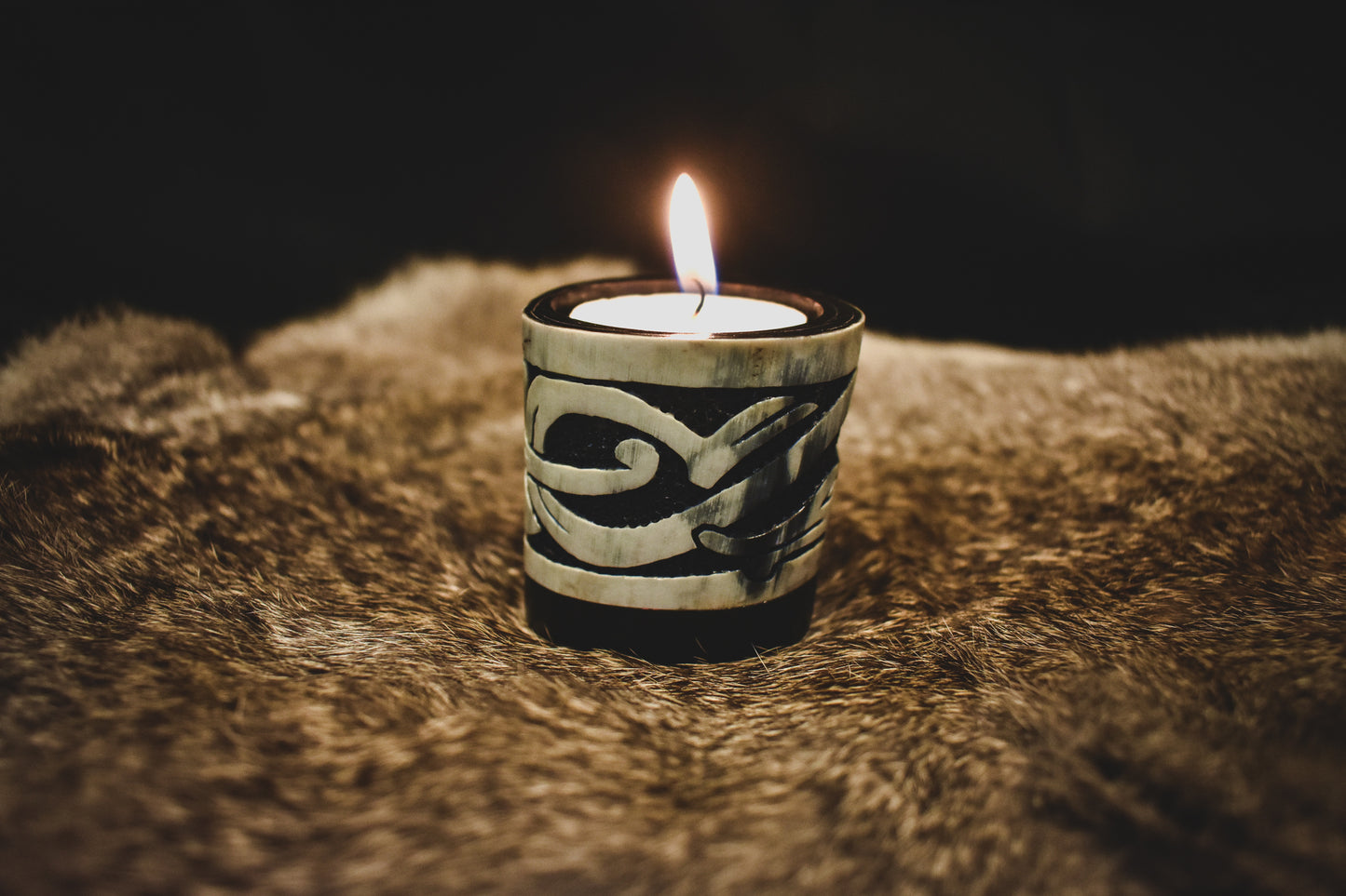 Norse Knotwork Dragon - Horn Tea Light Candle Holder