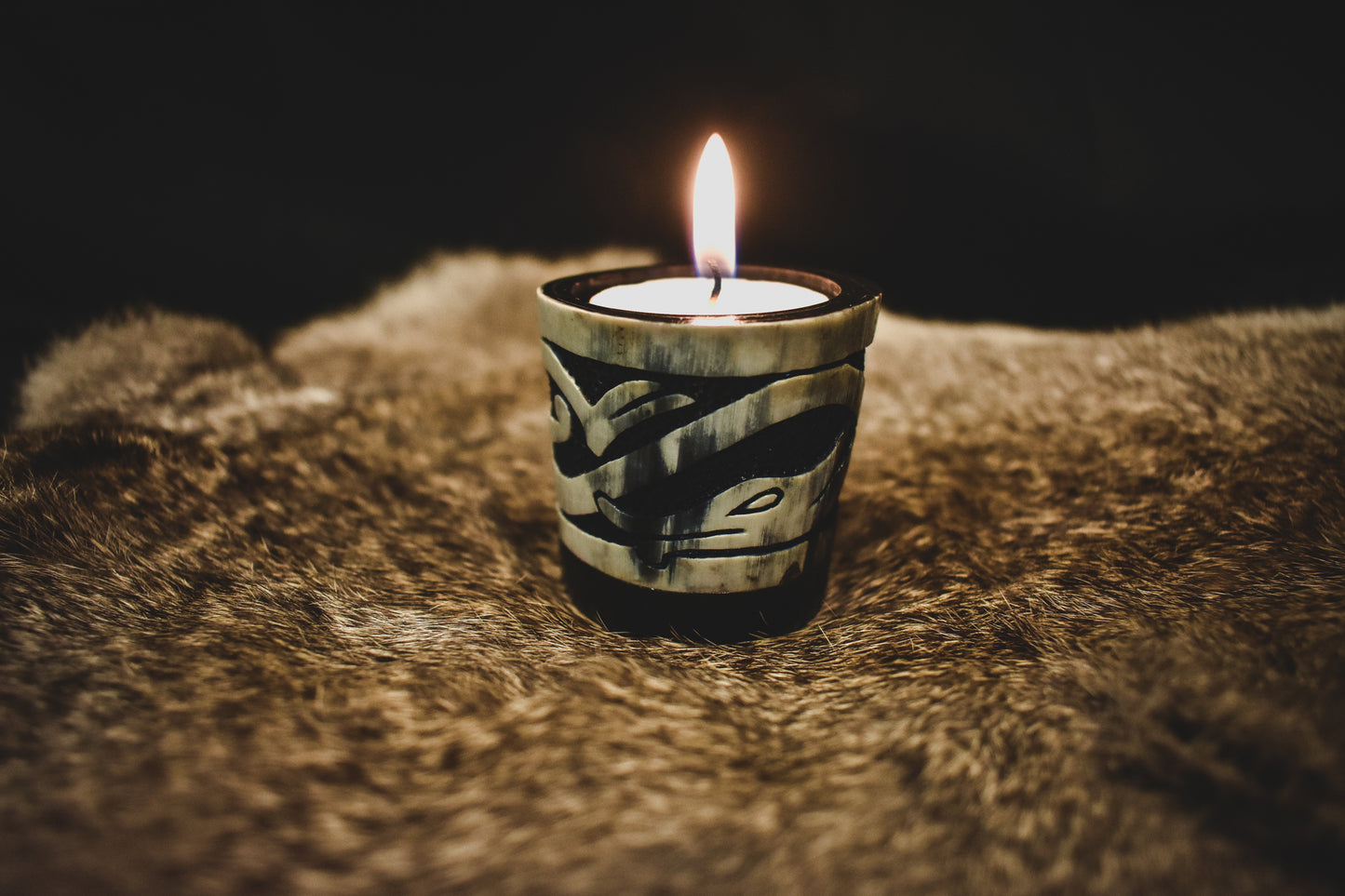 Norse Knotwork Dragon - Horn Tea Light Candle Holder