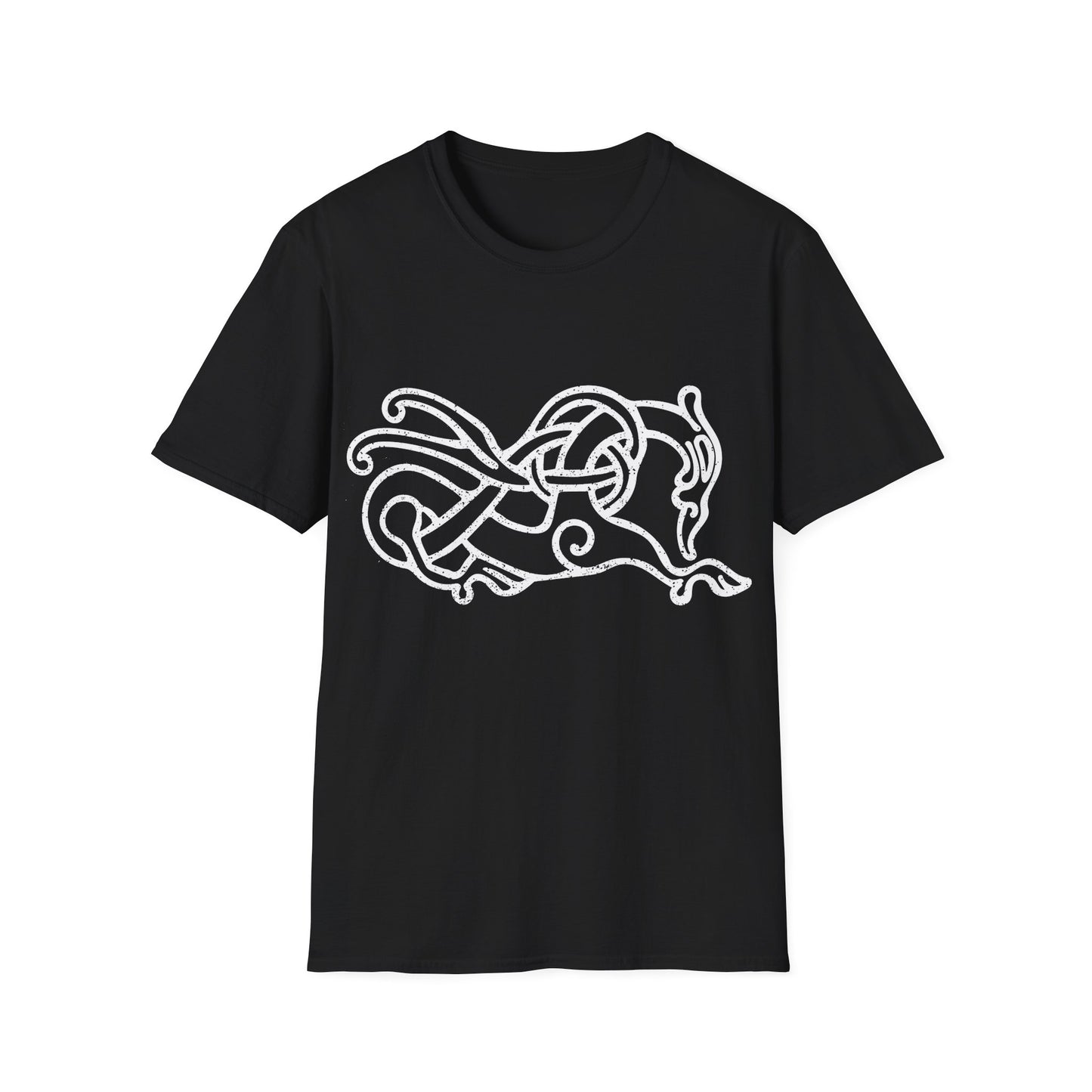 Knotwork Beast | Lingsberg Runestone | Norse Pagan | Viking | Unisex Softstyle T-Shirt | White Design