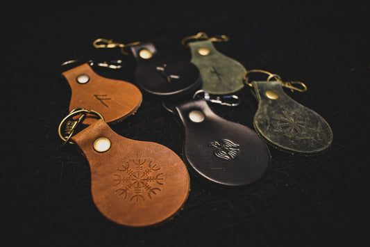 Elder Futhark Runic Leather Keychain