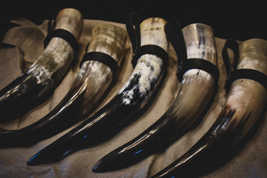 Drinking Horn w/ Leather Belt Frog