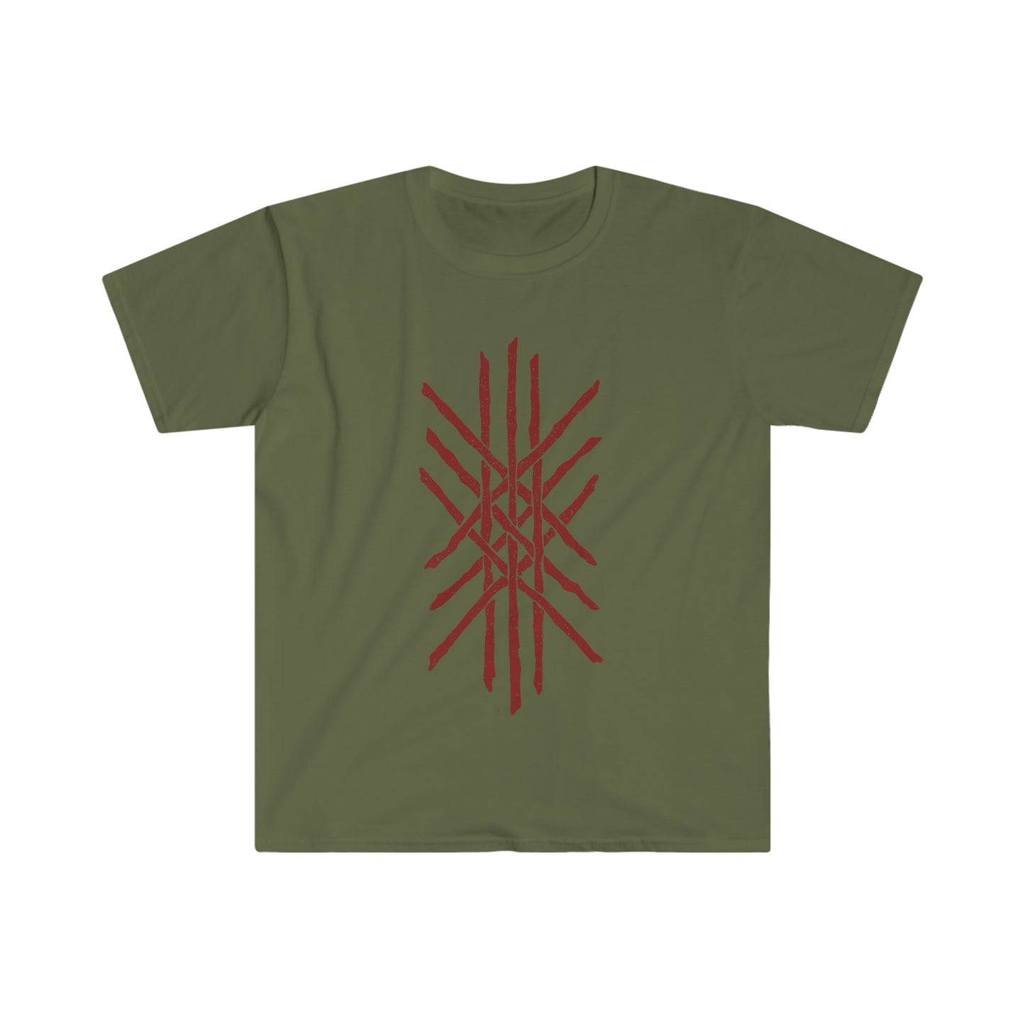 Web of Wyrd | Norse Pagan | Viking | Unisex Softstyle T-Shirt | Red Design