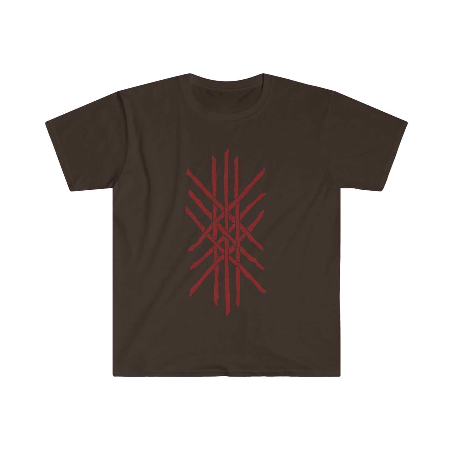 Web of Wyrd | Norse Pagan | Viking | Unisex Softstyle T-Shirt | Red Design