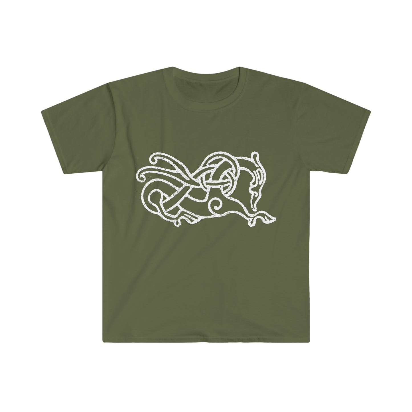 Knotwork Beast | Lingsberg Runestone | Norse Pagan | Viking | Unisex Softstyle T-Shirt | White Design